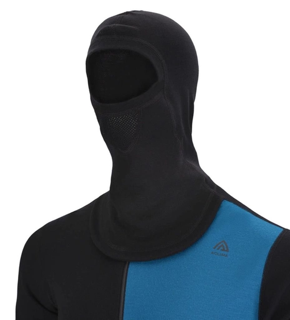 Aclima WarmWool Hood Sweater W/Zip Man - Noir/Bleu