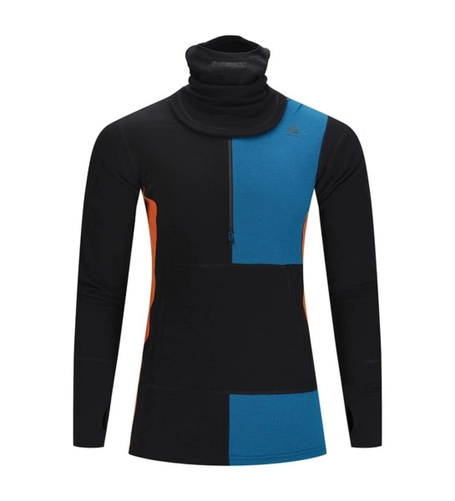 Aclima WarmWool Hood Sweater W/Zip Man - Noir/Bleu