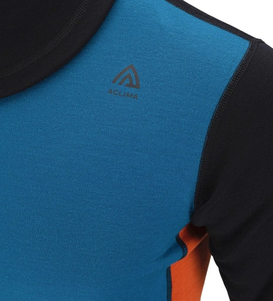 Aclima WarmWool Hood Sweater W/Zip Man - Noir/Bleu