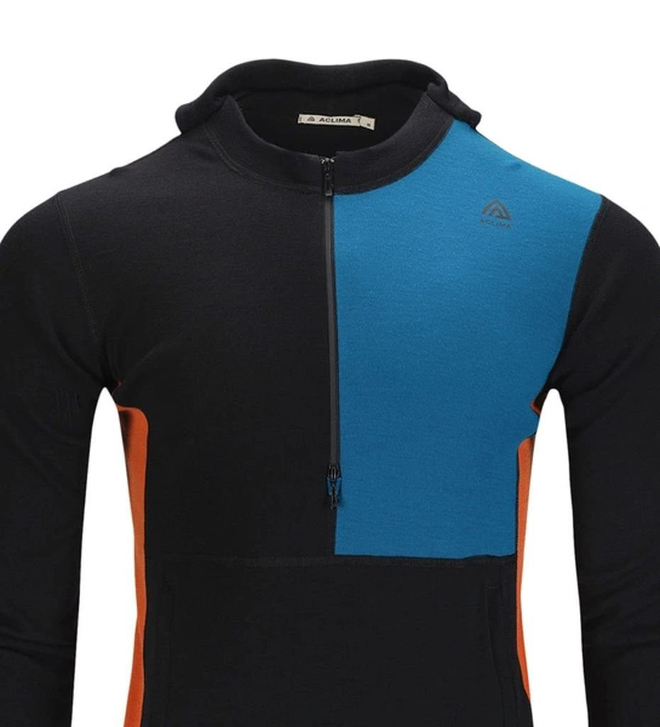 Aclima WarmWool Hood Sweater W/Zip Man - Noir/Bleu