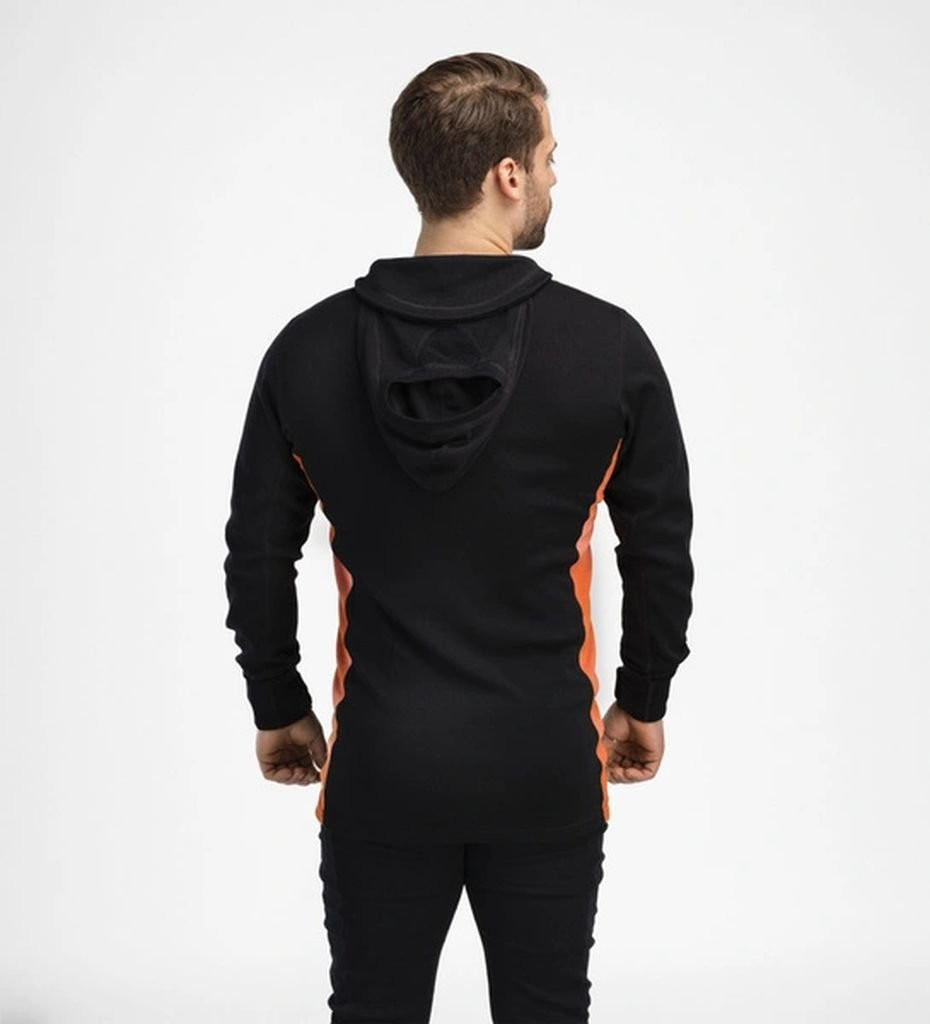 Aclima WarmWool Hood Sweater W/Zip Man - Noir/Bleu