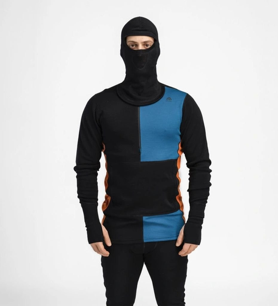 Aclima WarmWool Hood Sweater W/Zip Man - Noir/Bleu