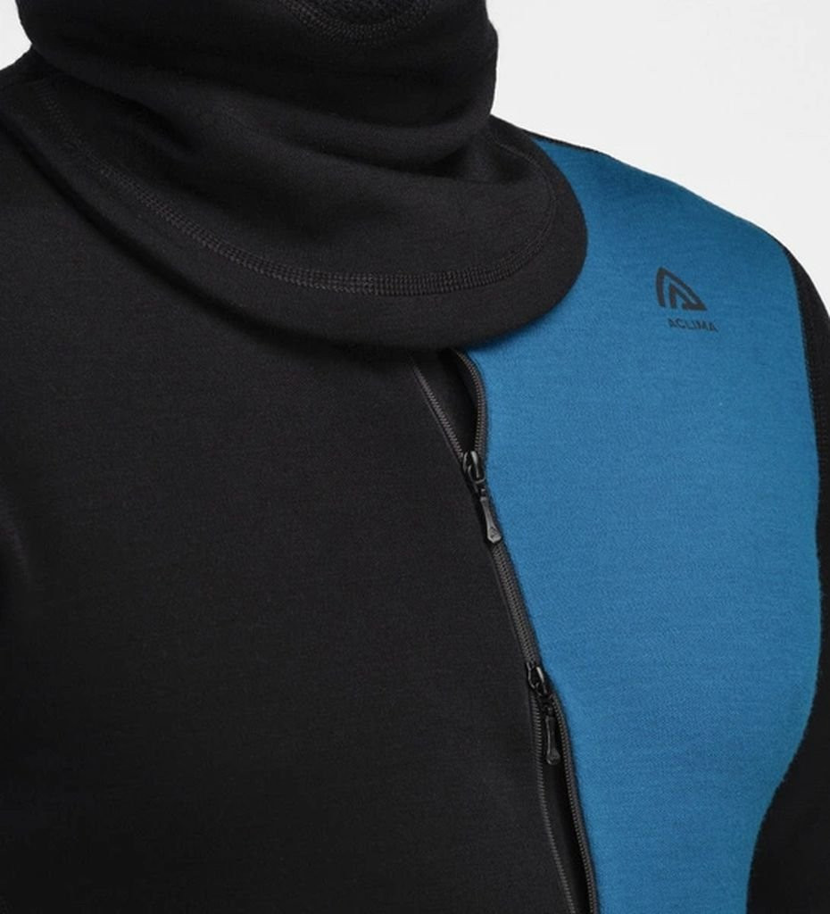 Aclima WarmWool Hood Sweater W/Zip Man - Noir/Bleu