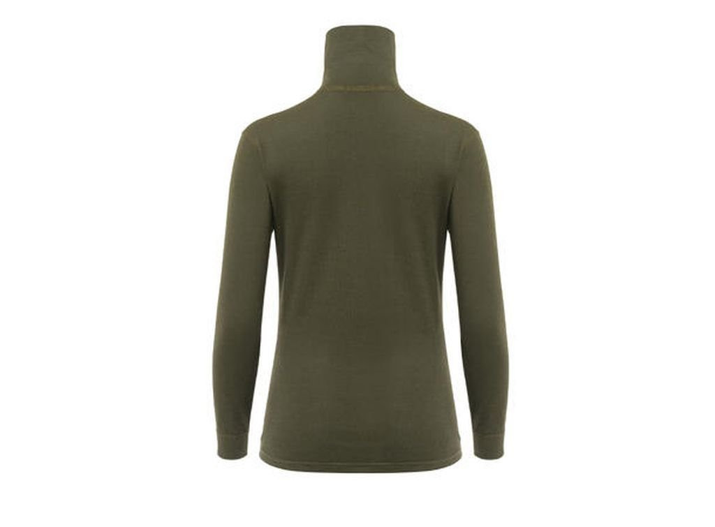 Warm, hard-wearing zip-neck polo shirt Aclima WoolTerry Polo Woman-Olive