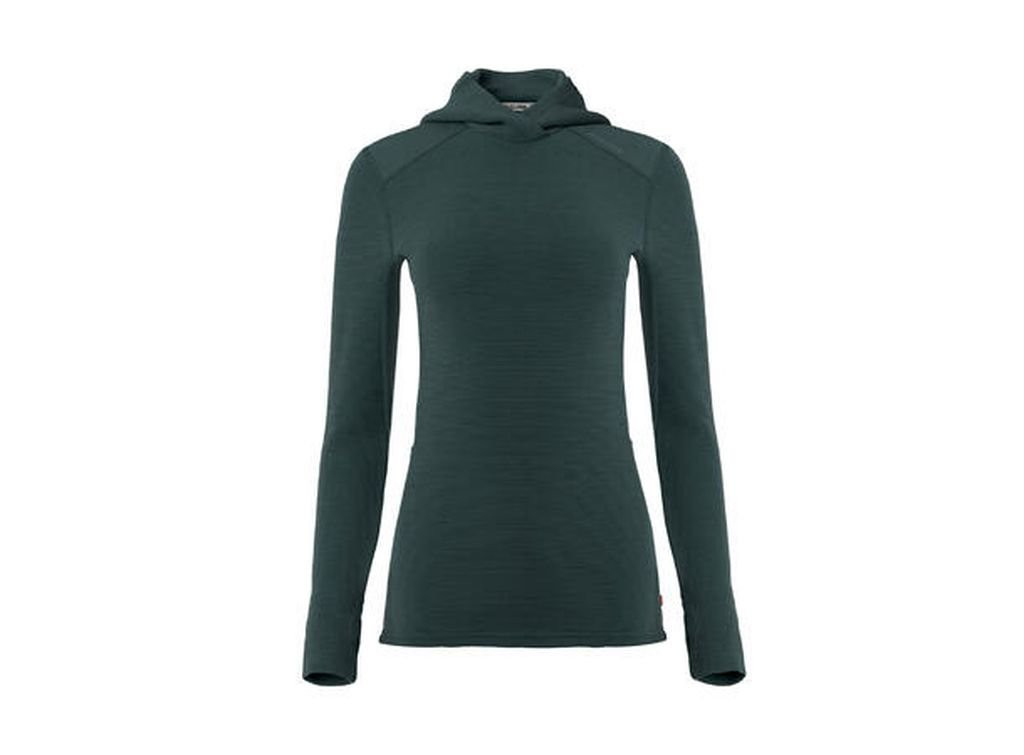 Warm merino wool sweater Aclima StreamWool Hoodie Woman-Green Pin