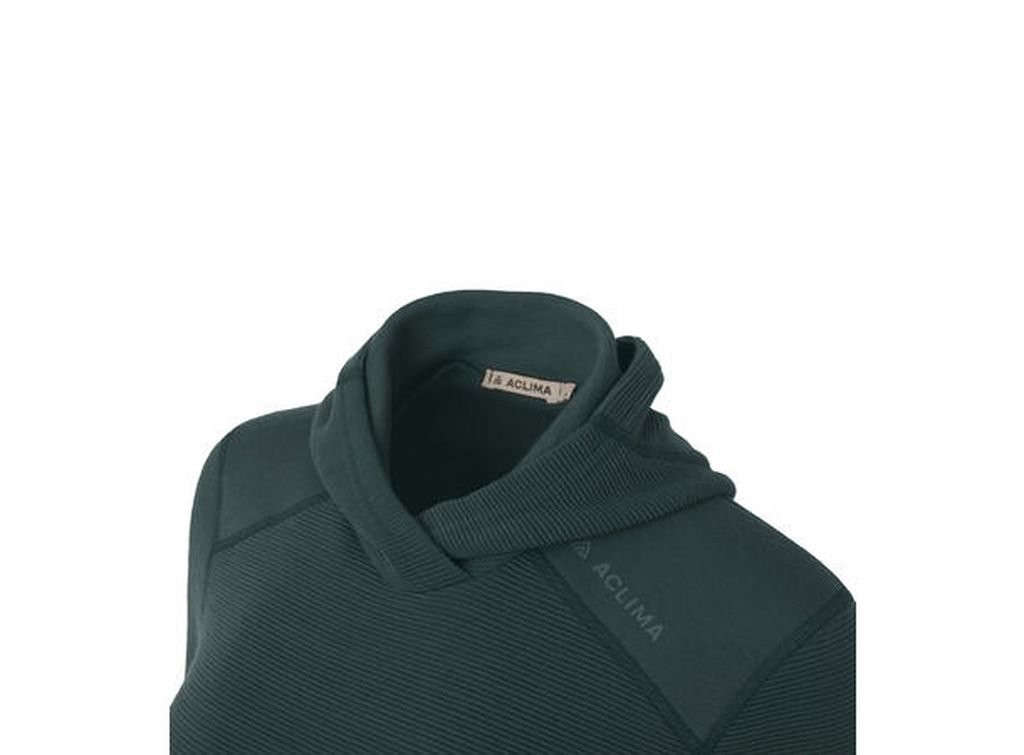 Warm merino wool sweater Aclima StreamWool Hoodie Woman-Green Pin