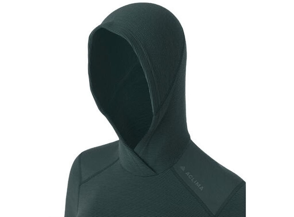 Warm merino wool sweater Aclima StreamWool Hoodie Woman-Green Pin