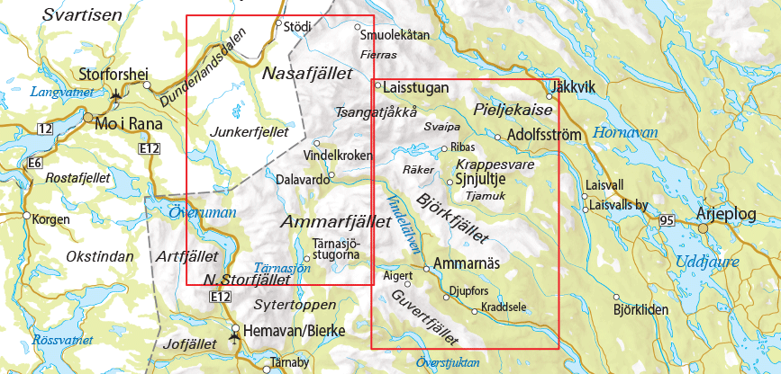 Jäkkvik-Ammarnäs 1:75 000 - OutdoorKartan - Outdoor Maps.