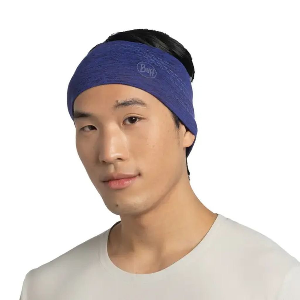 Lightweight, reflective headband Buff Dryflx Headband-Violet/Solid Ultramarine