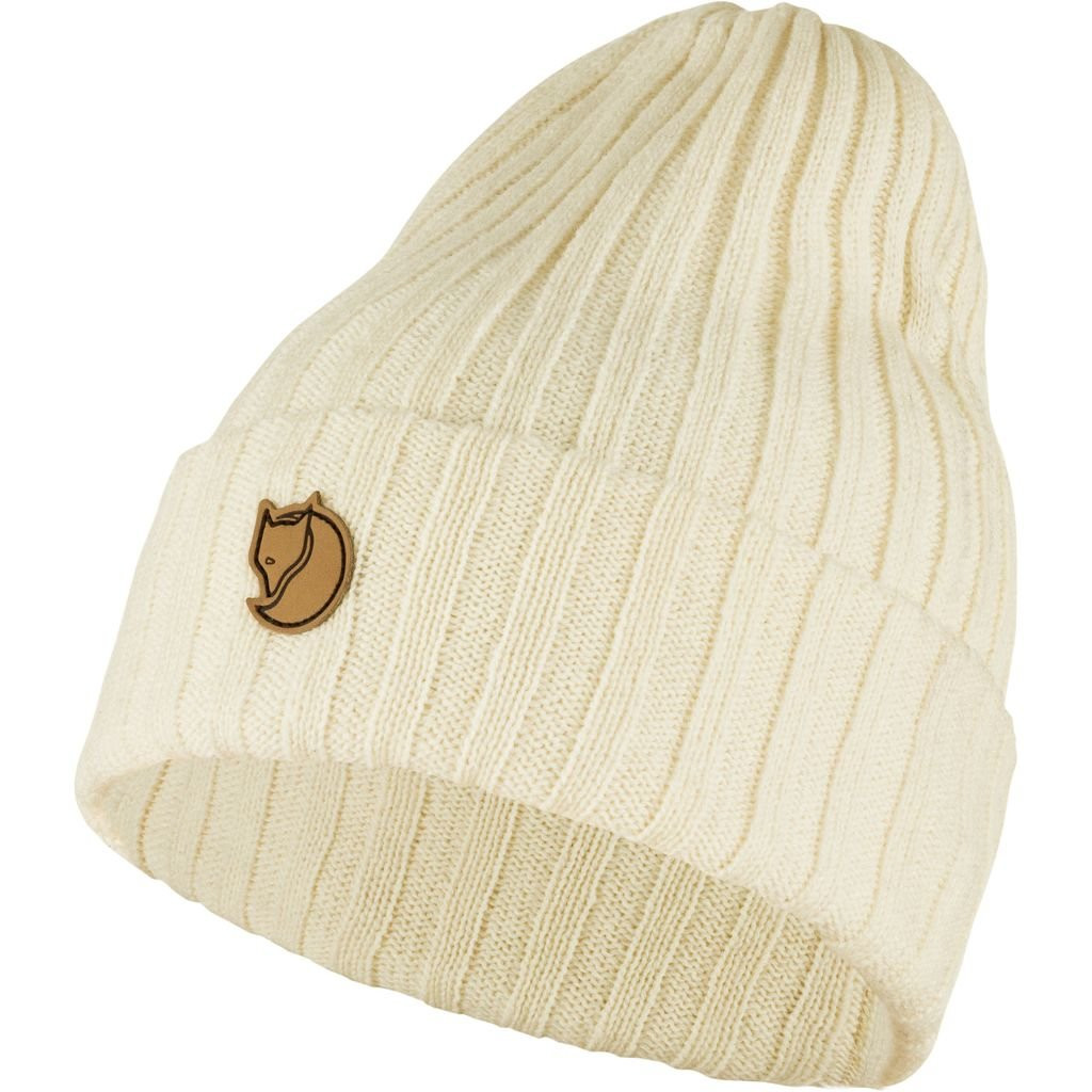 100% wool ribbed beanie Fjällräven Byron Hat - Crème/CHalk White