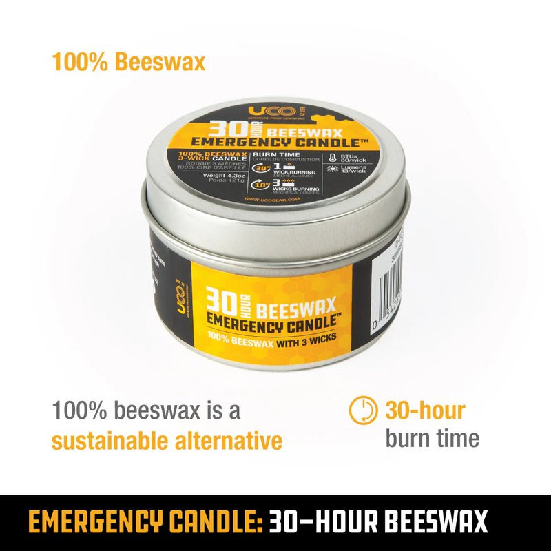 UCO 30-HR Emergency candle, beeswax