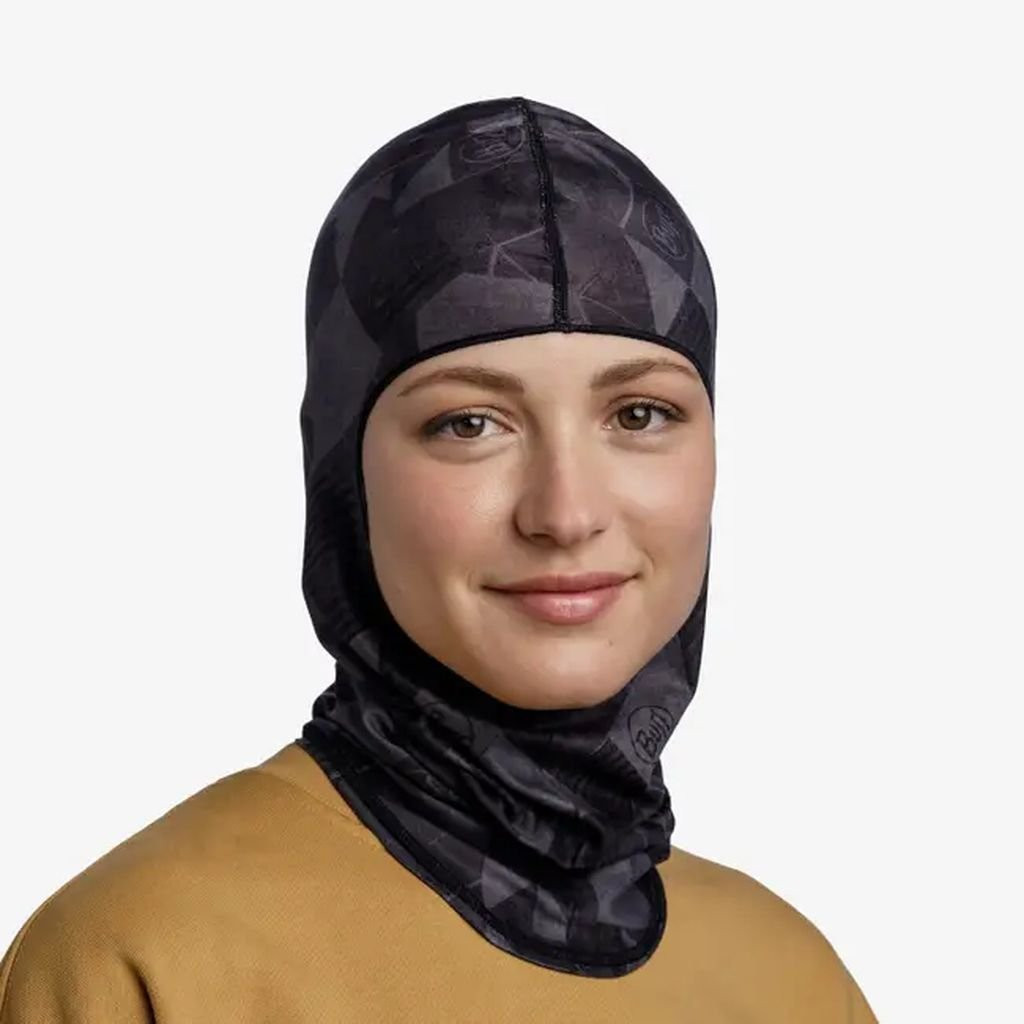 Thin, lightweight Buff Ecostretch Balaclava-Black/Grey