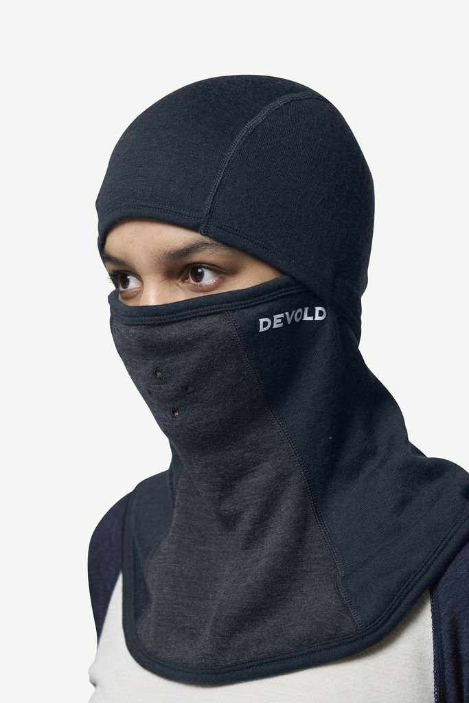 Thick, soft and warm merino wool balaclava Devold Expedition Arctic Pro Balaclava - Gris/bleu- Black/Ink