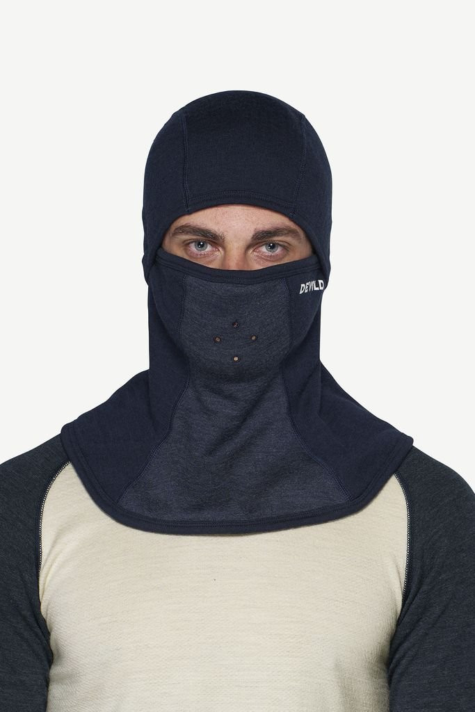 Thick, soft and warm merino wool balaclava Devold Expedition Arctic Pro Balaclava - Gris/bleu- Black/Ink