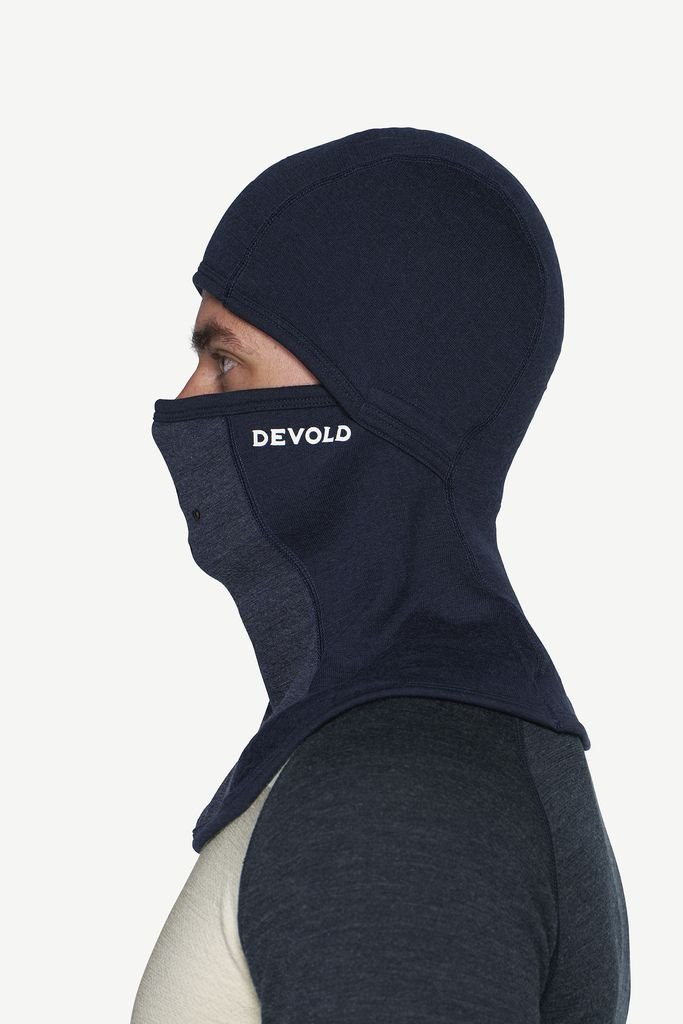 Thick, soft and warm merino wool balaclava Devold Expedition Arctic Pro Balaclava - Gris/bleu- Black/Ink