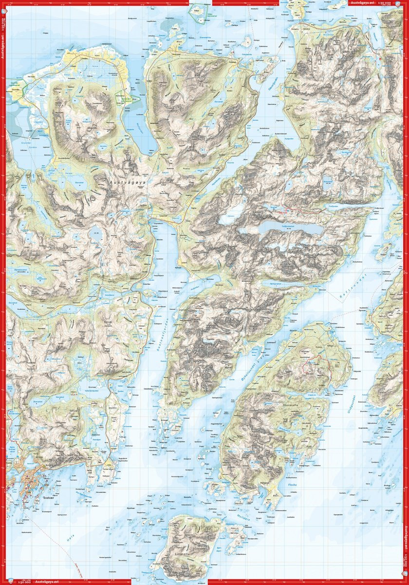 Carte Høyfjellskart Lofoten: Austvågøya – Svolvær 1:30 000