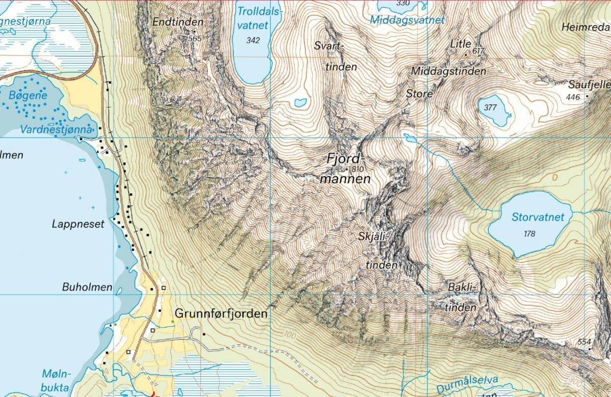Carte Høyfjellskart Lofoten: Austvågøya – Svolvær 1:30 000