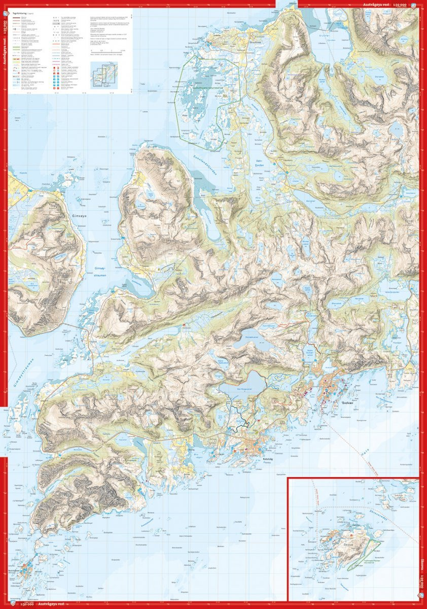 Carte Høyfjellskart Lofoten: Austvågøya – Svolvær 1:30 000