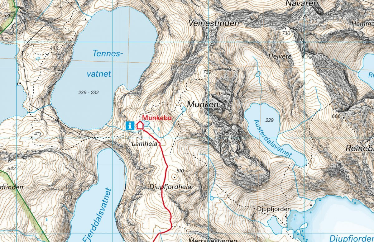 Carte Høyfjellskart Lofoten: Moskenesøya & Flakstadøya 1:30.000