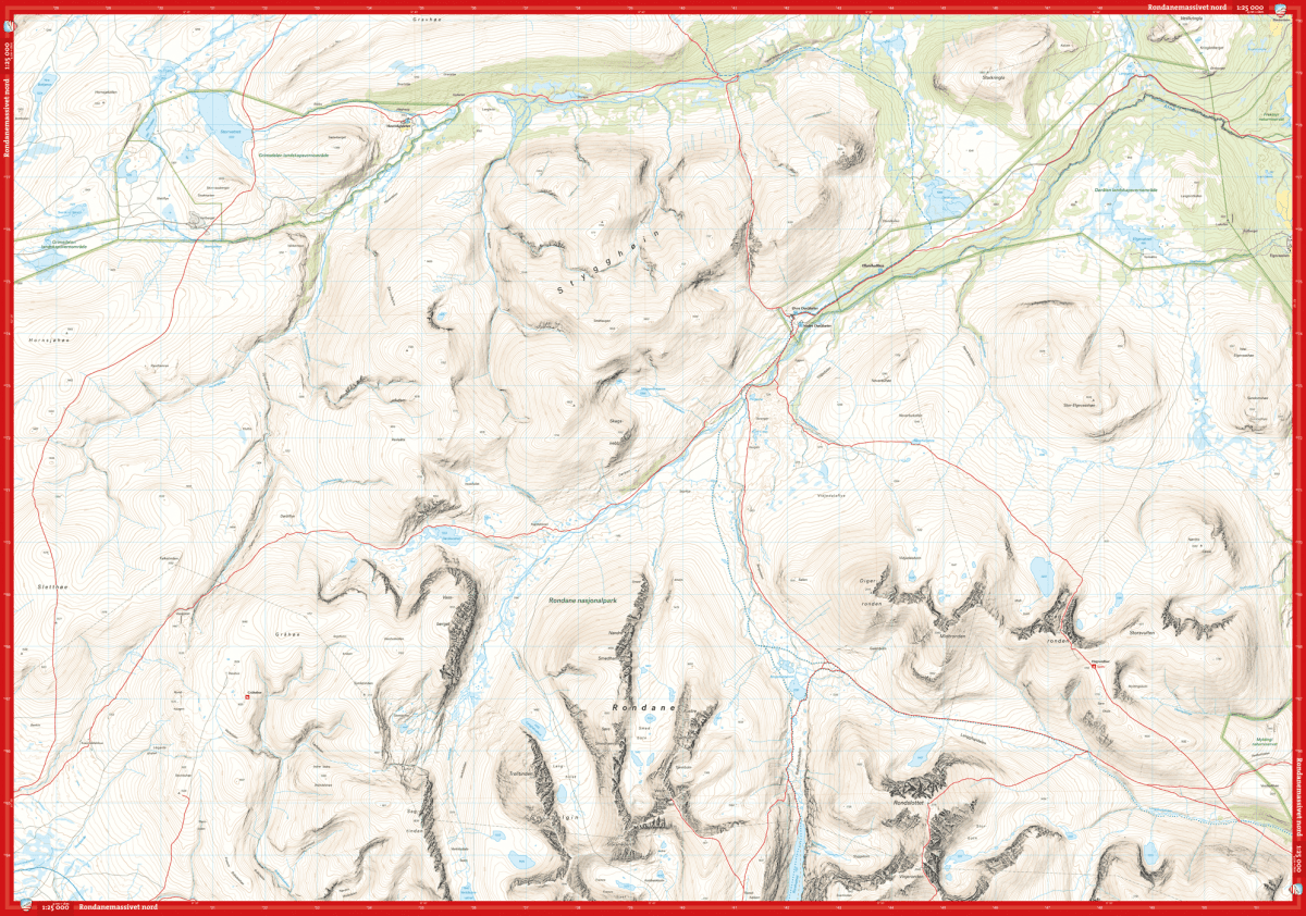 Carte de randonnée  Høyfjellskart Rondanemassivet 1:25.000 - Norvège