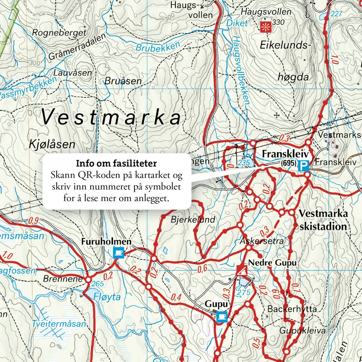 Carte ski de fond Vestmarka Oslo 1:20 000 – Calazo