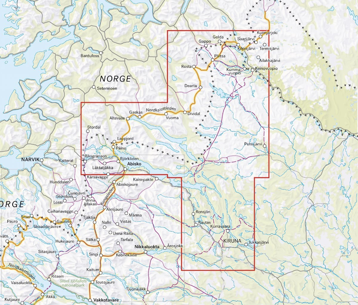 Carte Treriksröset, Abisko & Kiruna 1:100.000 - Calazo