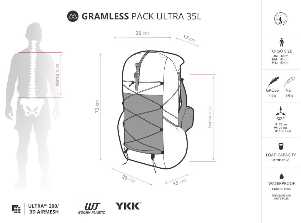 Ultra-light X-Pac backpack Liteway Gramless Pack 35L Ultra-light X-Pac backpack Liteway Gramless Pack 35L