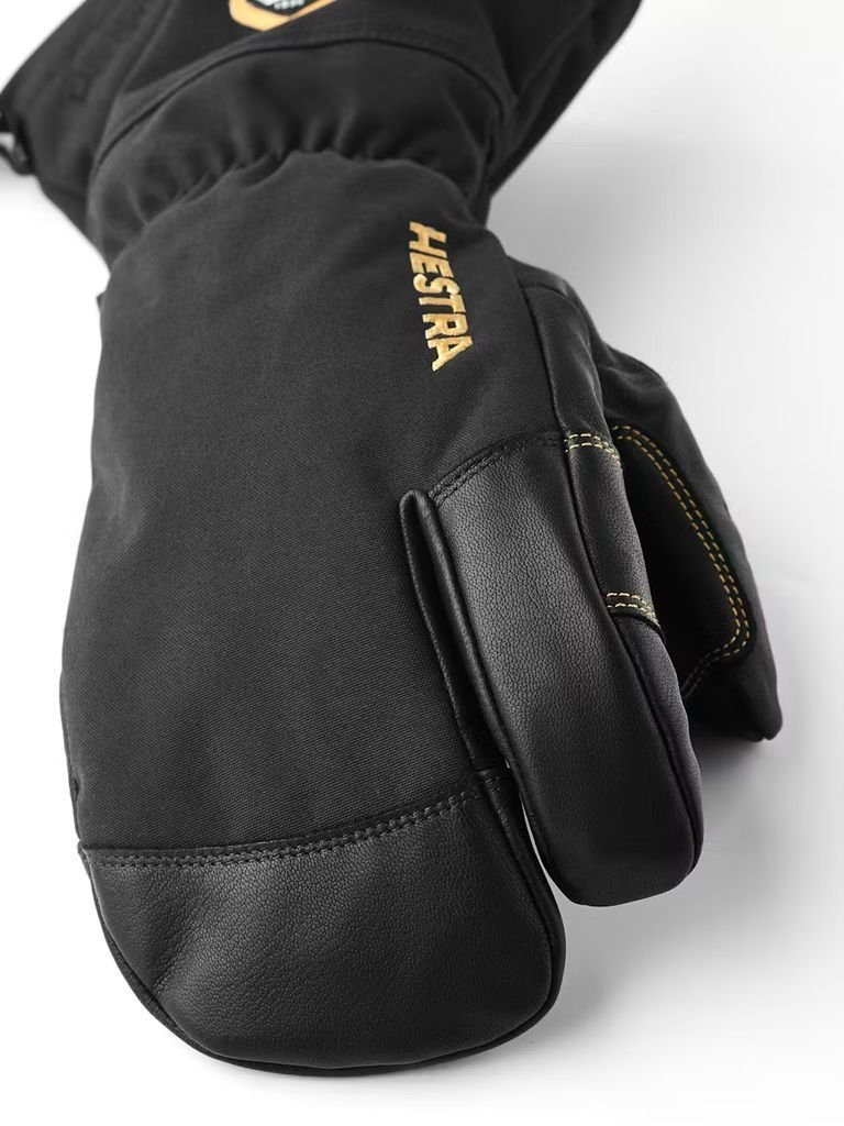 Warm, waterproof 3-finger leather gloves Hestra Army Leather Gore-Tex 3-fingers- Black