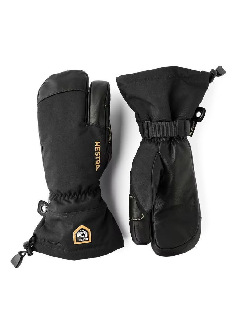 Warm, waterproof 3-finger leather gloves Hestra Army Leather Gore-Tex 3-fingers- Black