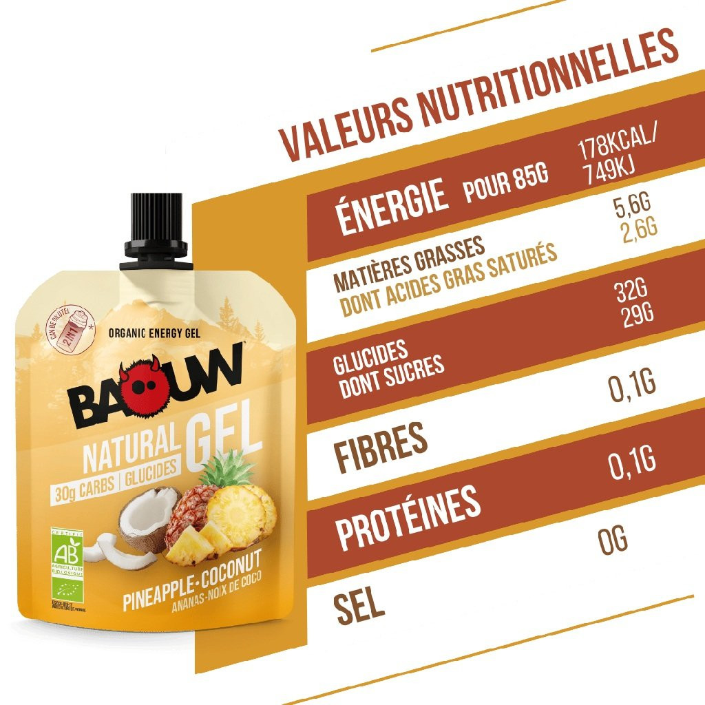 Organic energy gel Baouw Natural Gel Pineapple-Coconut