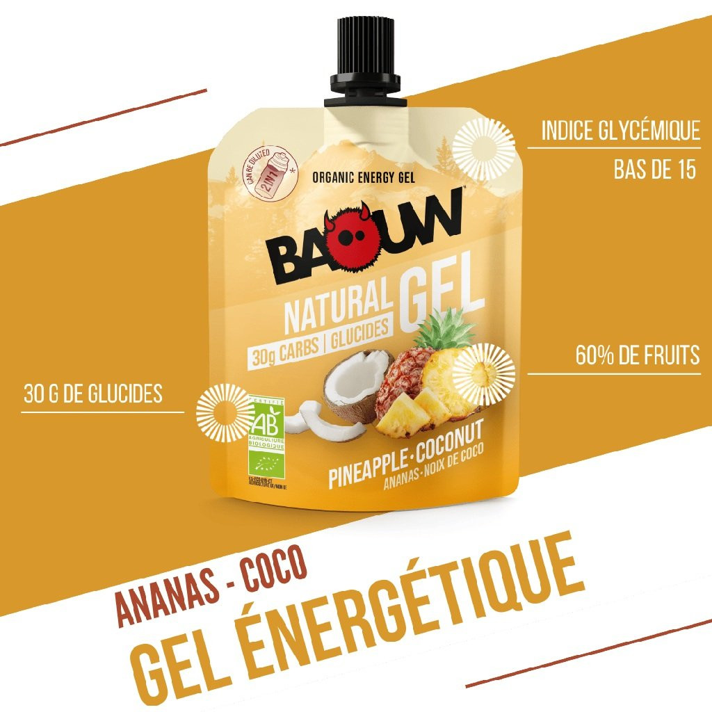 Organic energy gel Baouw Natural Gel Pineapple-Coconut