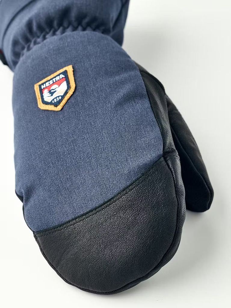 Warm, waterproof Hestra CZone Mountain Mitt in leather-Bleu Marine/Navy