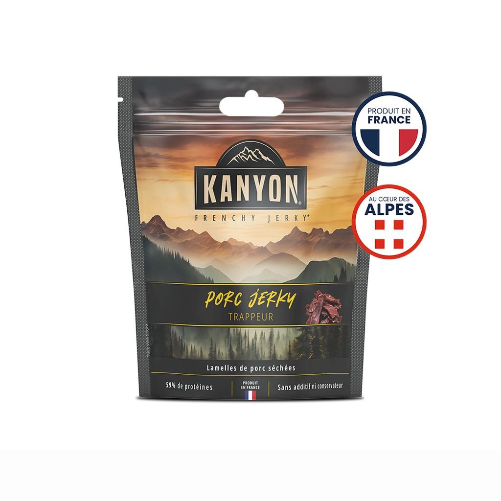 High protein dried meat snacks Kanyon Jerky Porc Trappeur - 50 g