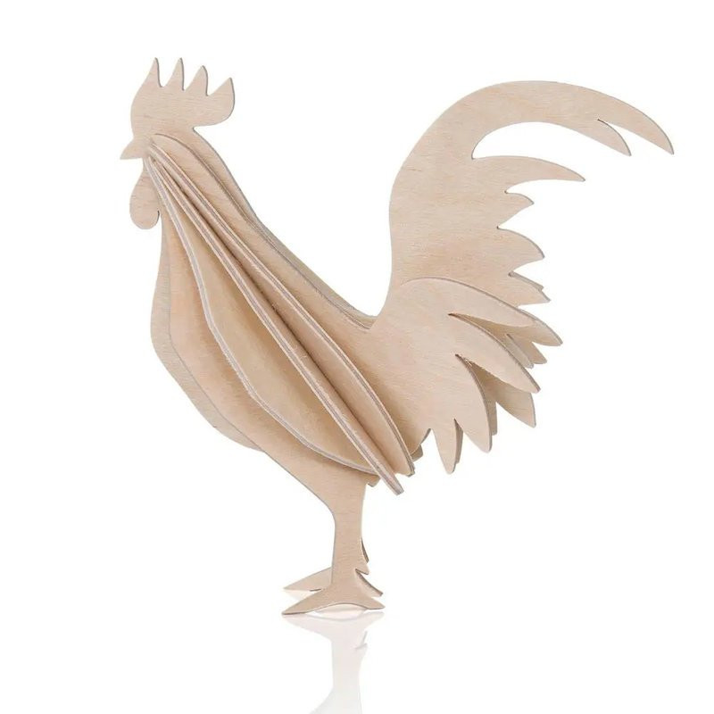 Coq en bois décoratif en bois de bouleau