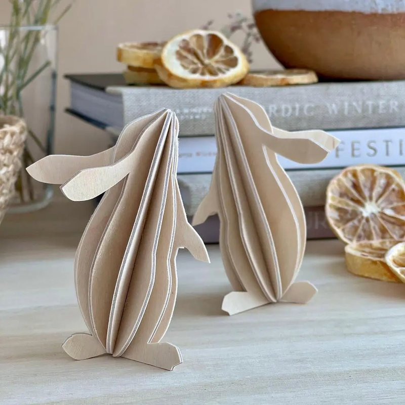 Lapin en bois décoratif en bois de bouleau
