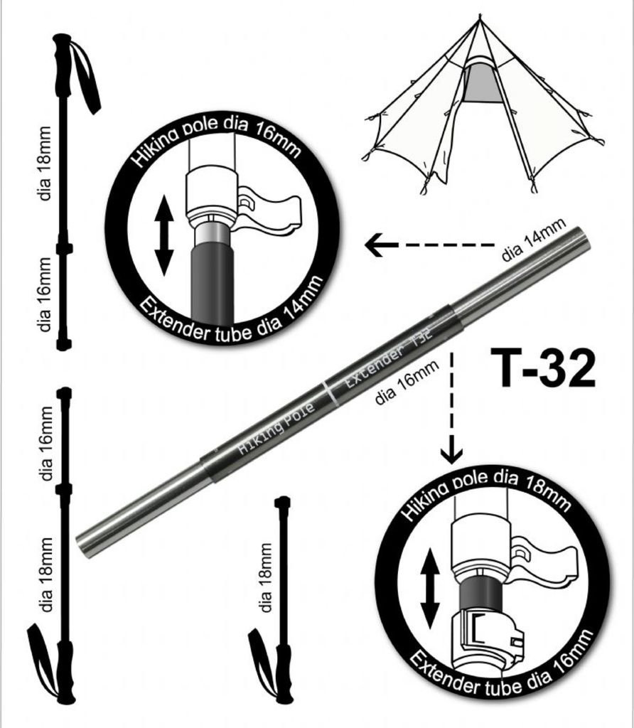 Luxe Outdoor Hiking Pole Extender T32