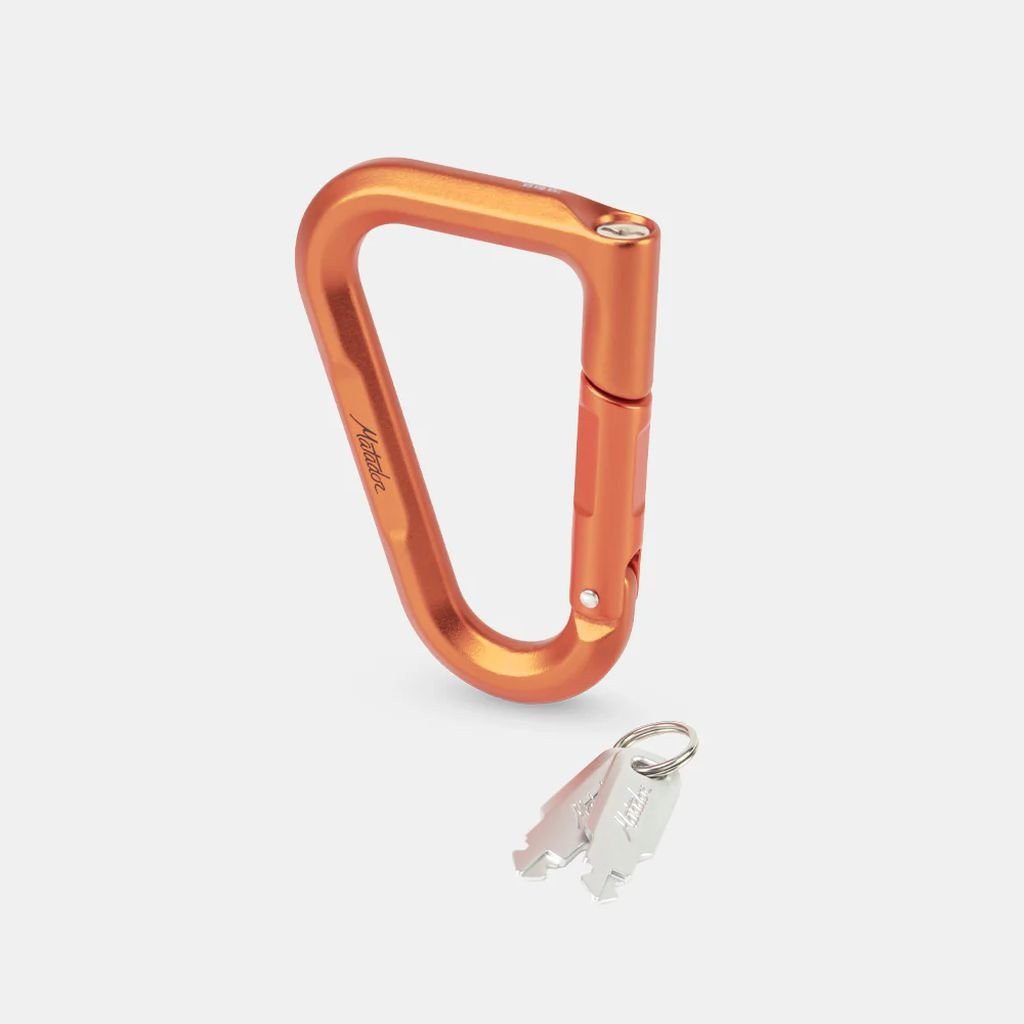 Aluminium carabiner with locking system Matador Betalock - Orange