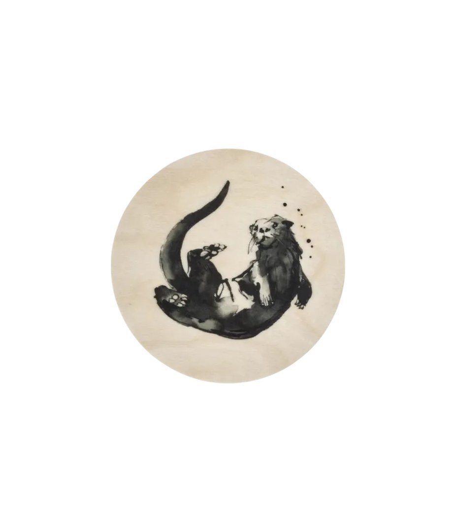 Sous-verre en bois Muurla Teemu Järvi coaster 10cm Loutre / otter