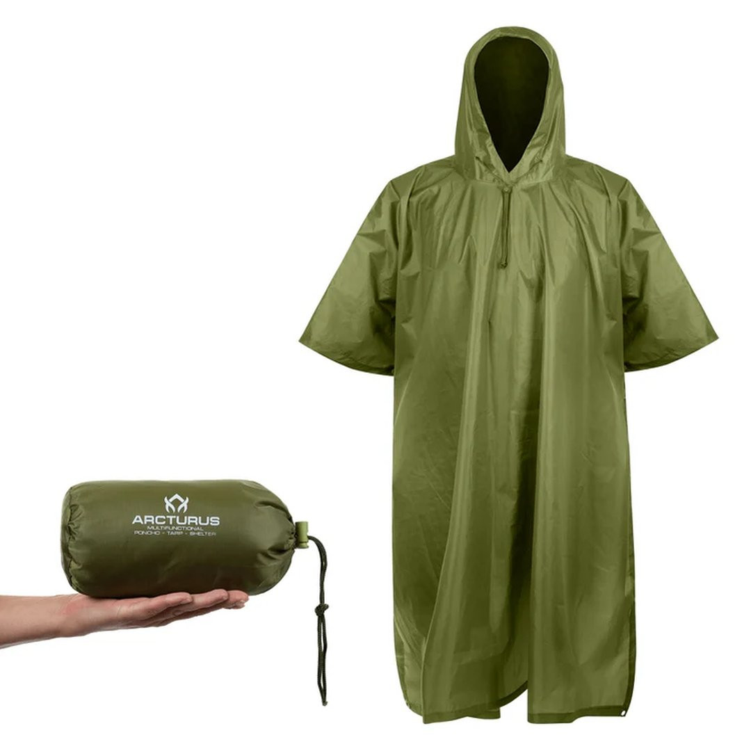 Arcturus Lightweight Waterproof Rain Poncho Olive