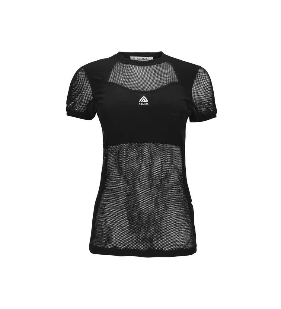 Short-sleeved base layer made from 100% merino wool knitwear Aclima WoolNet Light T-Shirt Woman- Jet Black