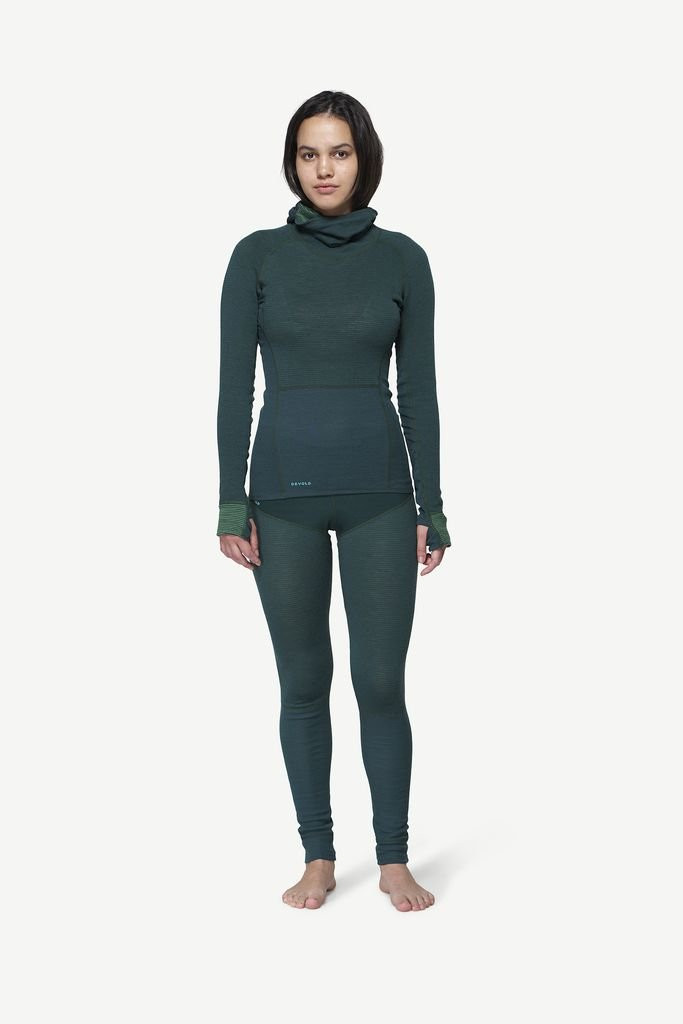 Long-sleeved merino wool underwear Devold Tuvegga Merino Hoodie Woman - Vert/Woods