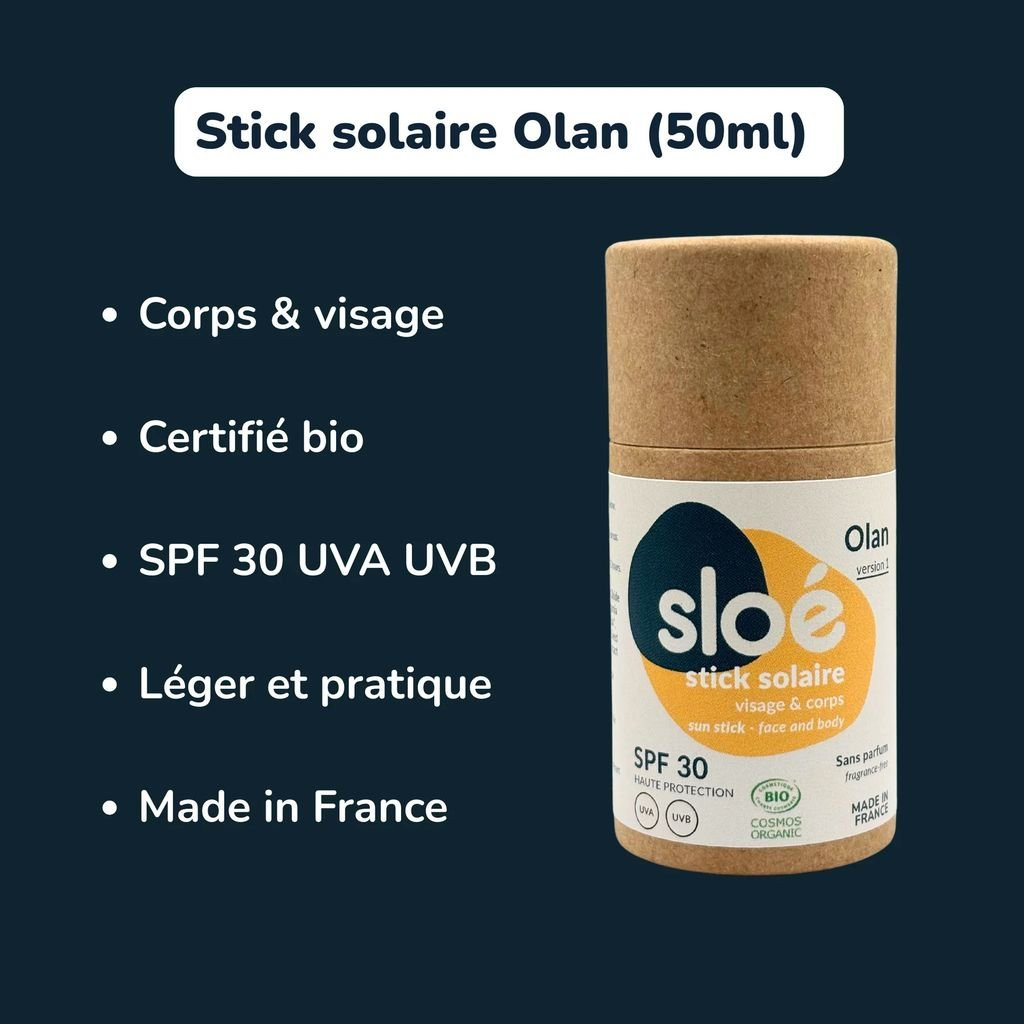 Environmentally-friendly sun protection Sloé Olan Organic Sun Stick