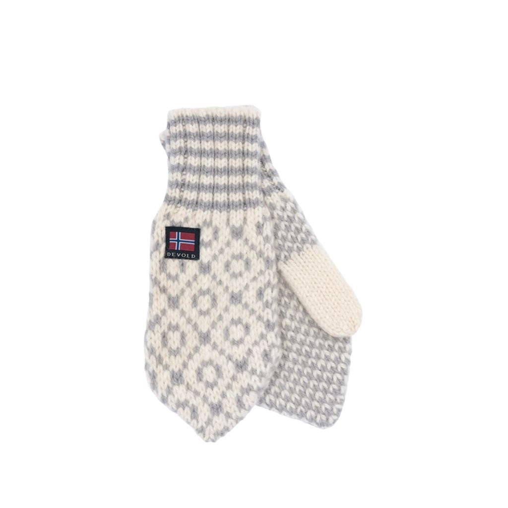 Devold Svalbard Wool Mitten-Gris Clair-Offwhite/Grey