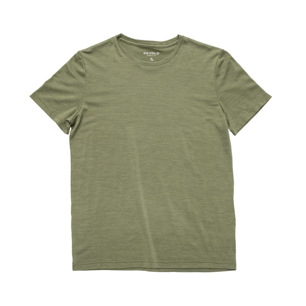 Lightweight short-sleeved T-shirt 100% merino wool Devold Classic Tee Man - Vert/Lichen