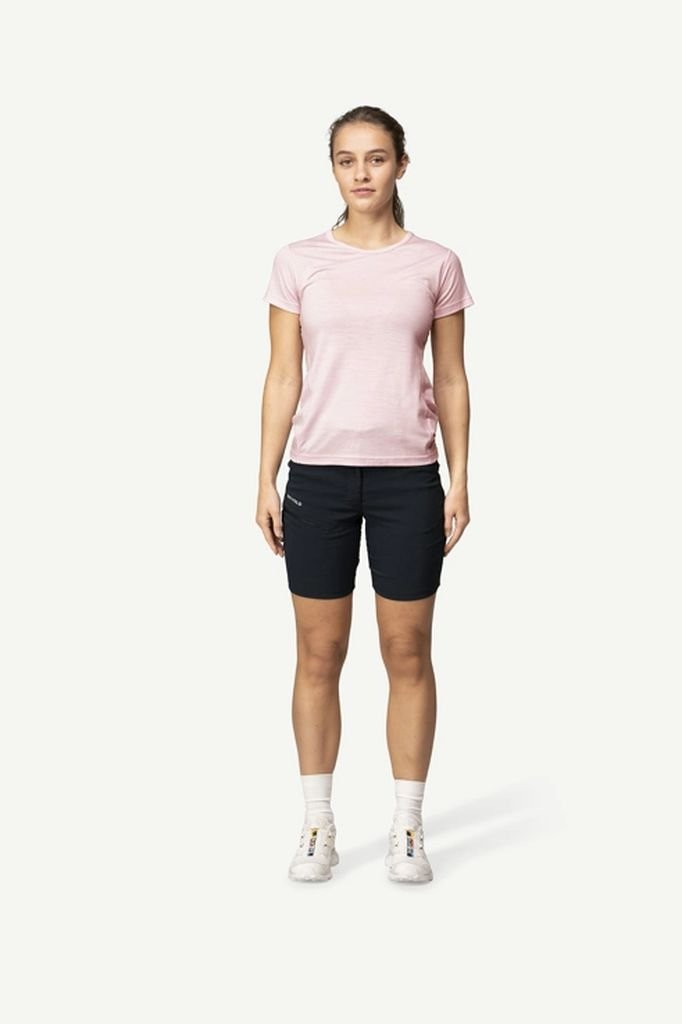 Short-sleeved T-shirt made from 100% merino wool Devold Breeze Merino 150 T-Shirt Woman - Rose/Chalk Pink