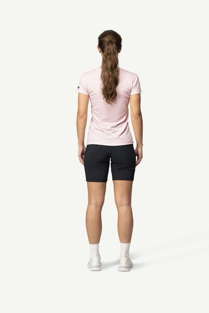 Short-sleeved T-shirt made from 100% merino wool Devold Breeze Merino 150 T-Shirt Woman - Rose/Chalk Pink