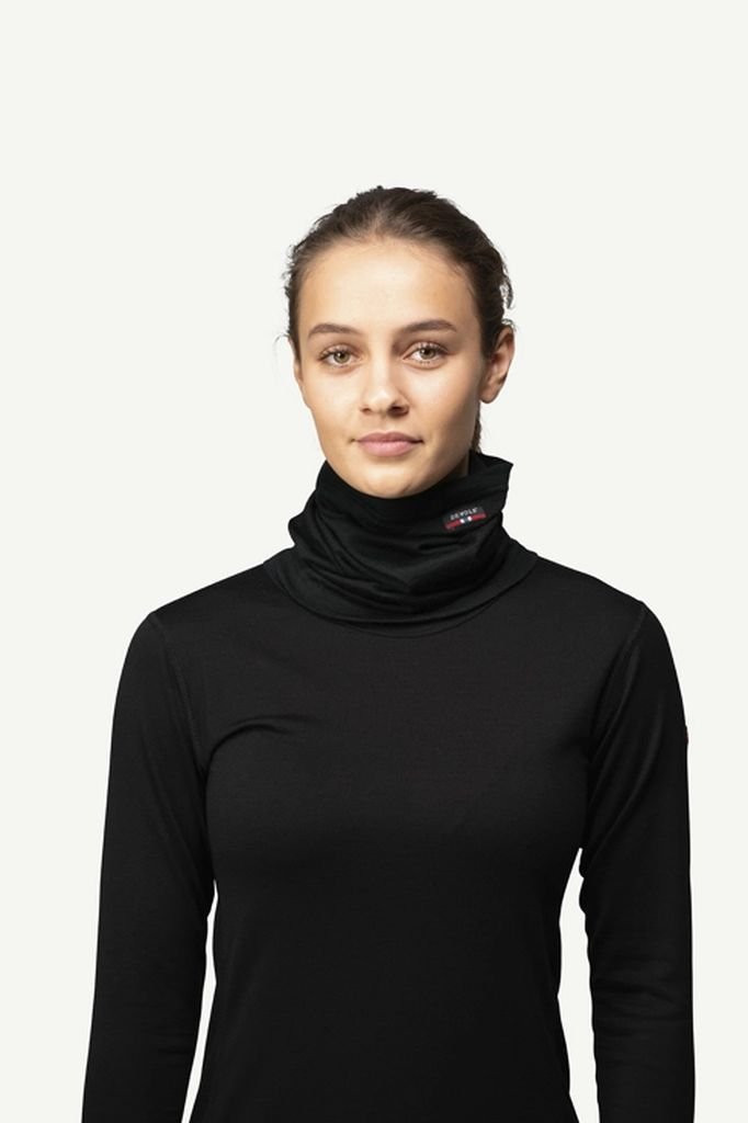 Thin, warm merino wool neck warmer Devold Breeze Merino 150 Headover - Noir