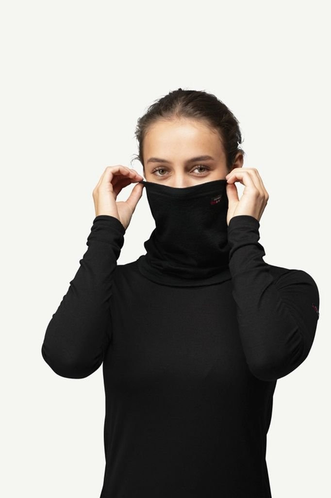 Thin, warm merino wool neck warmer Devold Breeze Merino 150 Headover - Noir