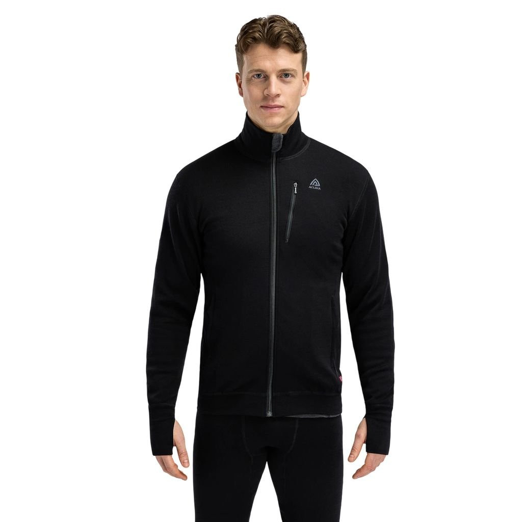 Merino wool zip-up jacket Aclima DoubleWool Jacket Man - Black