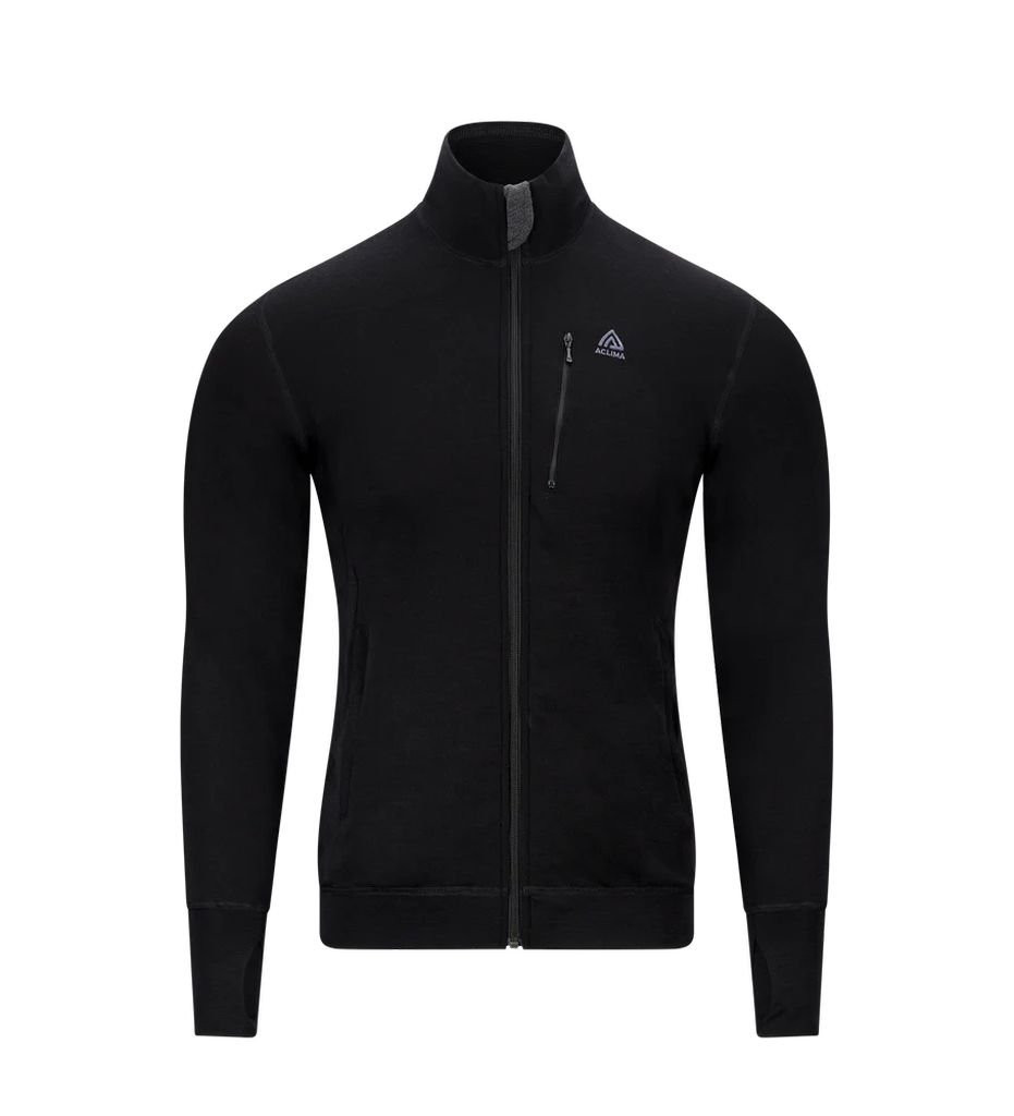 Merino wool zip-up jacket Aclima DoubleWool Jacket Man - Black